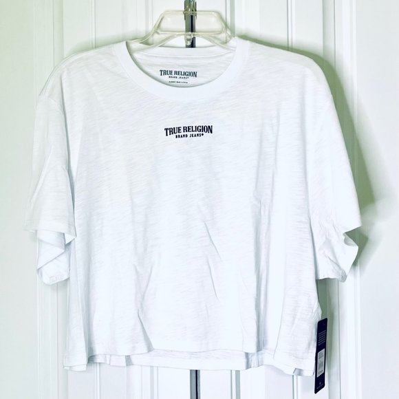 True Religion Tops - True Religion Branded Short Sleeve Bella Crop Tee in Optic White (XL) New w/Tags
